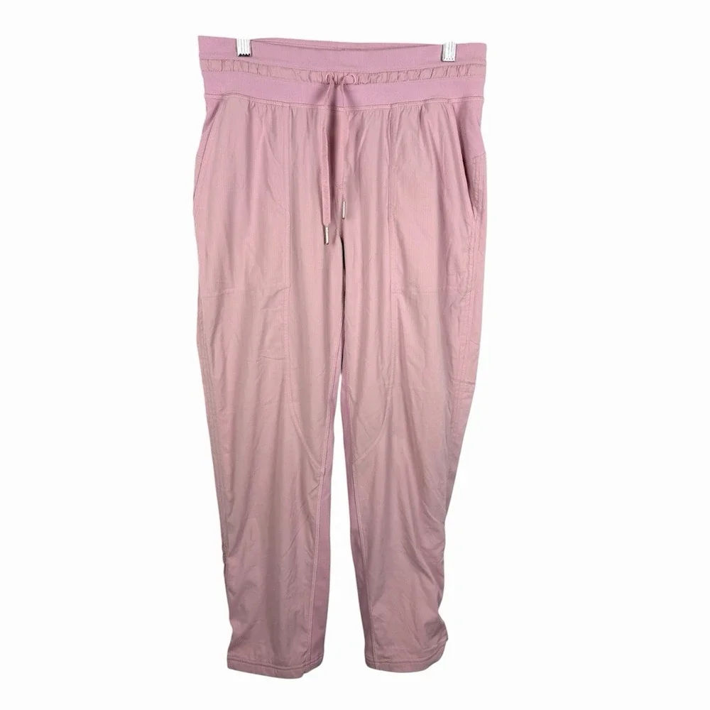 Lululemon Dance Studio Mid Rise Cropped Pant Pink Peony Size 6 Drawcord Hem